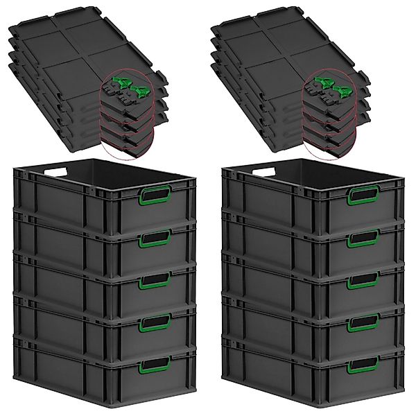 PROREGAL SuperSparSet 10x Eurobox Nextgen Color Mit Scharnierdeckel HxBxT 1 günstig online kaufen
