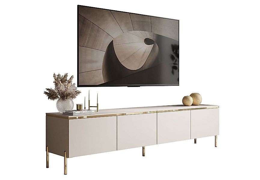 Lookway TV-Schrank CELINE KASCHMIR 200 cm auf goldenen Füßen mit LED-Beleuc günstig online kaufen