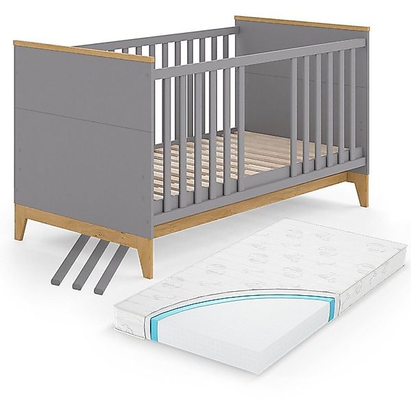 VitaliSpa® Babybett Malia, Grau/Eiche, 70x140 cm günstig online kaufen