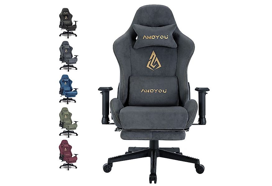 ANDYOU Gaming-Stuhl mit atmungsaktivem Alcantara-Bezug, drehbar, ergonomisc günstig online kaufen