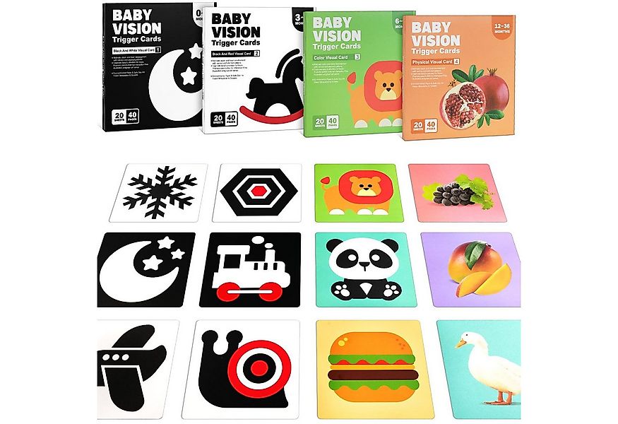 CLTYQ Lernspielzeug Sensory Toys Karten,20 Schwarz & Weiße Lernkarten für K günstig online kaufen