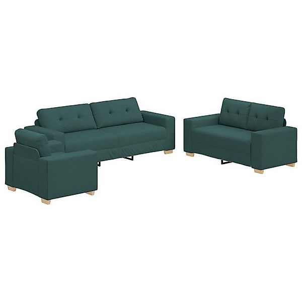 vidaXL Sofa Sessel Set aus 3 Dunkelgrün Stoff Ergonomisch Modern, 3 Teile günstig online kaufen