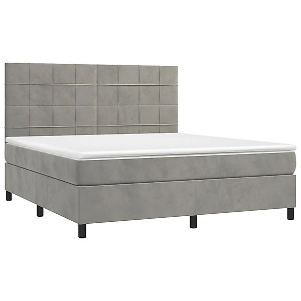 vidaXL Boxspringbett mit Matratze & LED Hellgrau 180x200 cm Samt 3136137 günstig online kaufen
