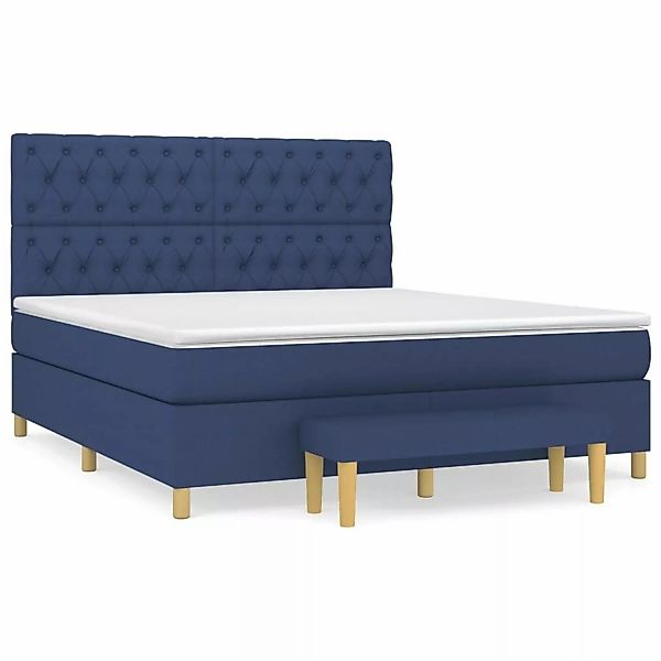 vidaXL Boxspringbett Boxspringbett mit Matratze Blau 160x200 cm Stoff Bett günstig online kaufen