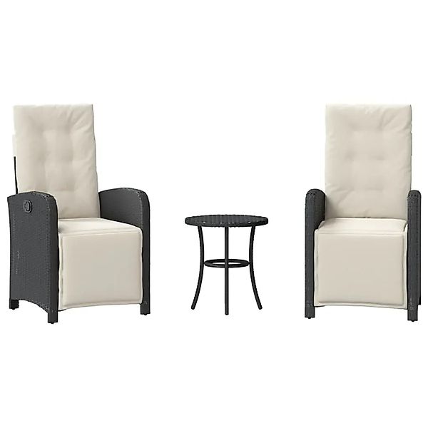 vidaXL 3-Tlg Bistro-Set mit Kissen Schwarz Poly Rattan 365200 günstig online kaufen