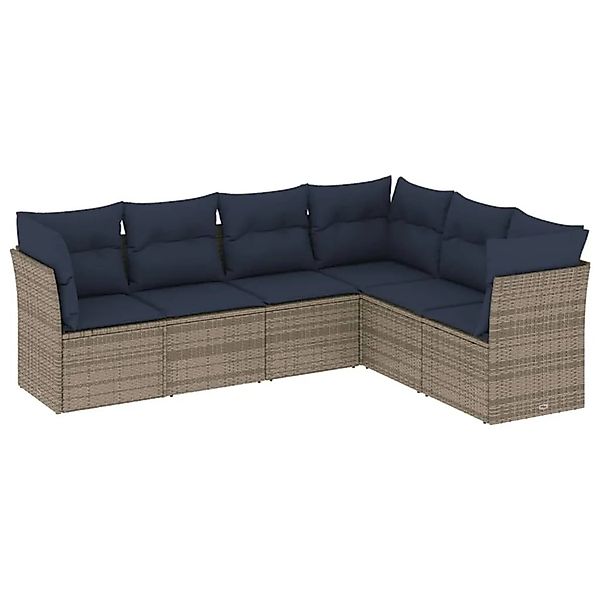 vidaXL 6-Tlg Gartensofa-Set mit Kissen Grau Polyrattan 3217681 günstig online kaufen