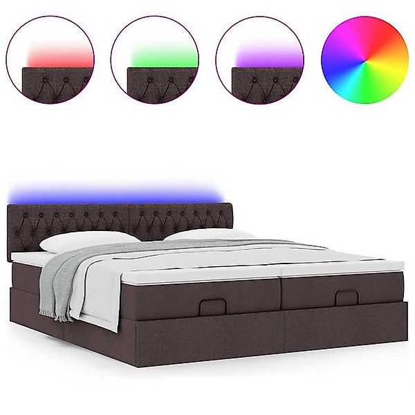 vidaXL Bett Ottoman-Bett mit Matratzen & LEDs Dunkelbraun 160x200 cm Stoff günstig online kaufen