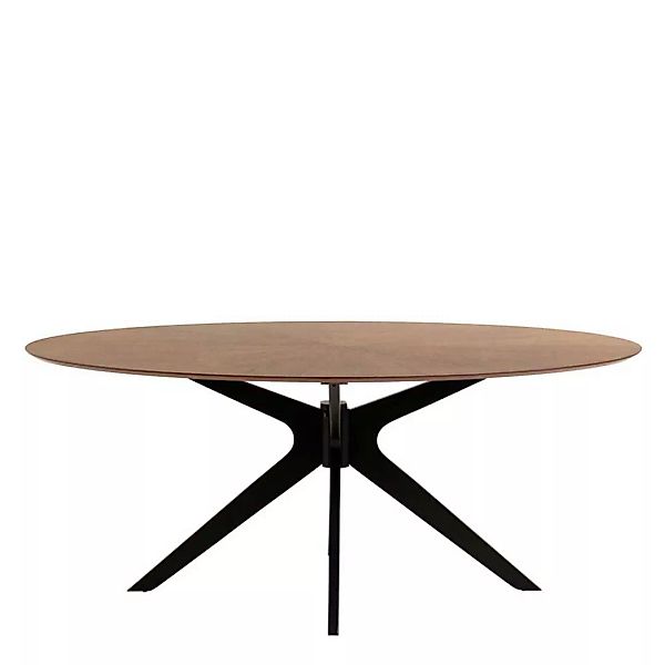 Ovaler Tisch im Retrostil Platte Nussbaum Furnier günstig online kaufen