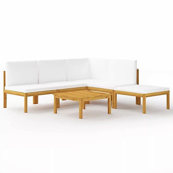 6-tlg. Garten-lounge-set Mit Kissen Cremeweiß Massivholz Akazie günstig online kaufen