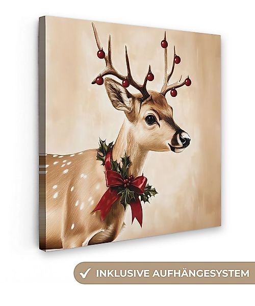 OneMillionCanvasses® Leinwandbild Geweih - Weihnachten - Rentier - Rot, Fot günstig online kaufen