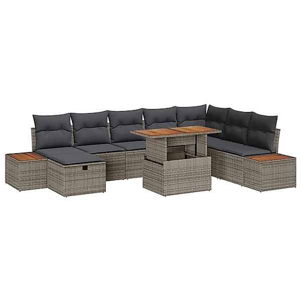 vidaXL Garten-Sofa-Set 9-Tlg Grau Poly Rattan 3361421 günstig online kaufen