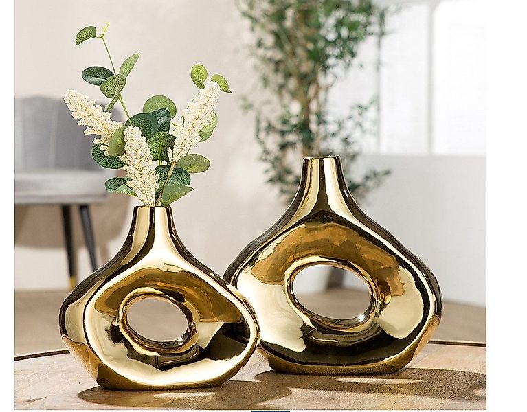 GILDE Dekovase Goldene Vase Malta 23cm günstig online kaufen