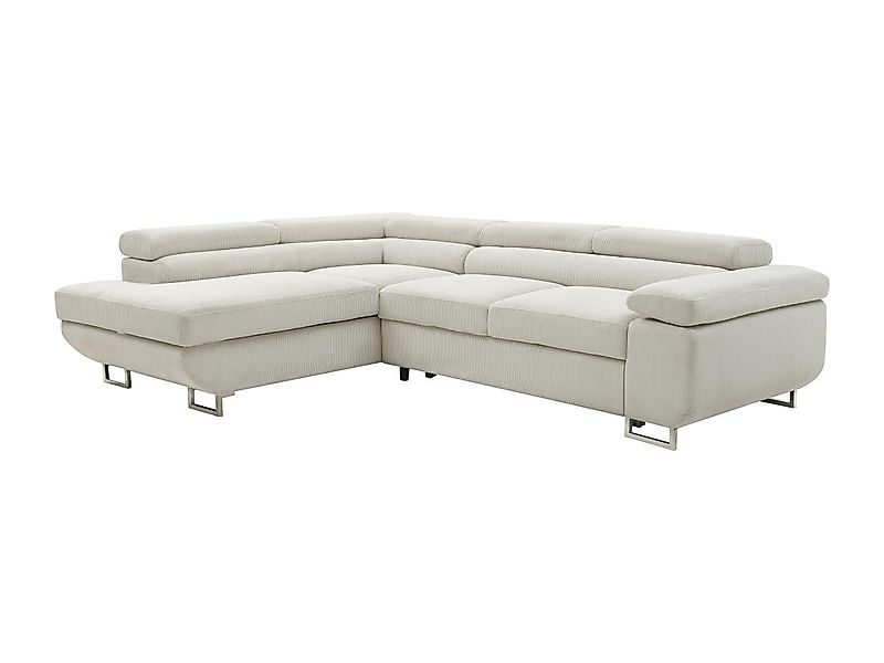 Ecksofa mit Schlaffunktion - Ecke links - Cord - Beige - NURAZIO günstig online kaufen