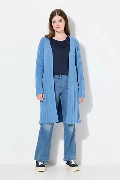 Ulla Popken Strickjacke Long-Strickjacke Strukturmix V-Ausschnitt günstig online kaufen