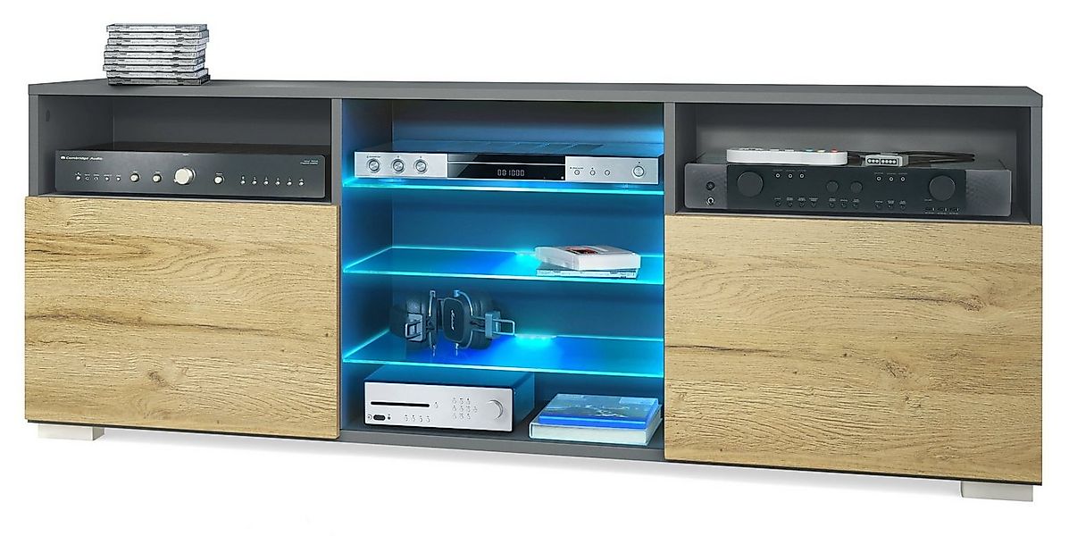 Vladon Lowboard Granada (TV-Kommode, mit 2 Türen und 6 offenen Fächern), An günstig online kaufen