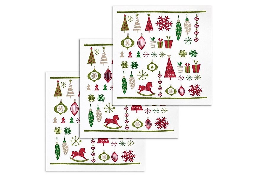 Kracht Geschirrtuch Weihnachtsschmuck, (Set, 3-tlg., Set), 3er Pack Frottee günstig online kaufen