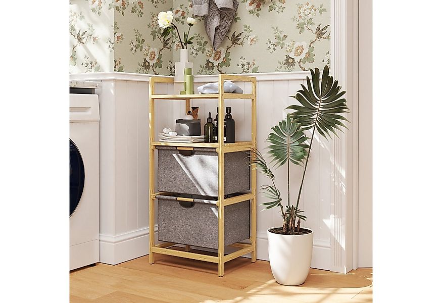 HOMCOM Wäschekorb mit 2 Wäschekörben aus Stoff, offene Ablagen (Wäschebox, günstig online kaufen