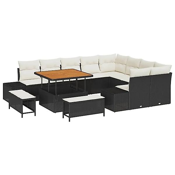 vidaXL Gartensofa-Set mit Kissen 12 Stk Schwarz Poly Rattan 3364765 günstig online kaufen