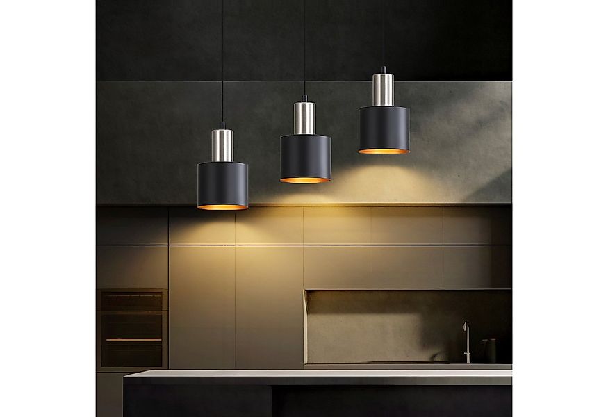 ZMH Pendelleuchte Esszimmer 3 Flammig Schwarz Gold Hängend 170CM Vintage In günstig online kaufen