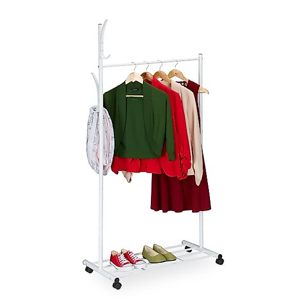 relaxdays Garderobenständer Weiße Garderobe mit Rollen günstig online kaufen