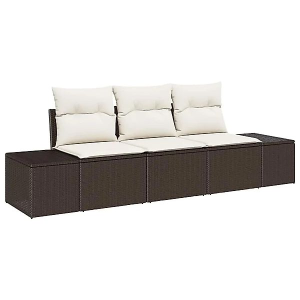 vidaXL Gartensofa-set mit Speicher 3-Tlg Braun und Creme Poly-Rattan 335558 günstig online kaufen