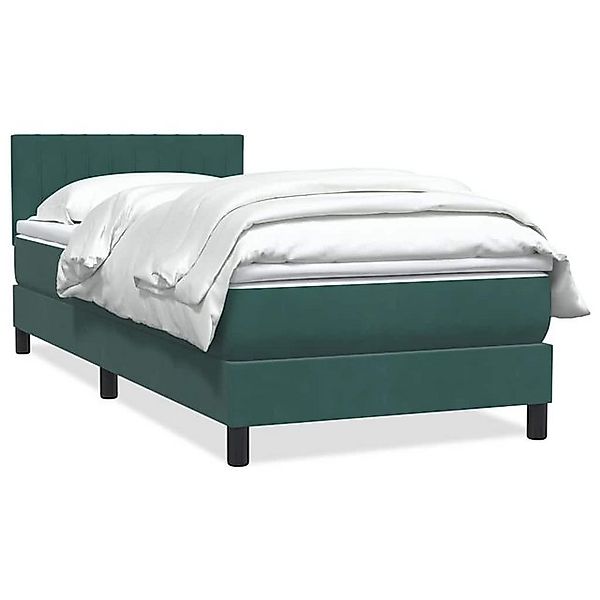 vidaXL Boxspringbett, Boxspringbett mit Matratze Dunkelgrün 100x210 cm Samt günstig online kaufen