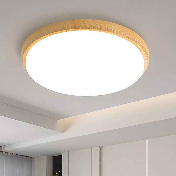JDONG LED Deckenleuchte Flach Eckig/Rund/Holzolzoptik Deckenlampe, günstig online kaufen