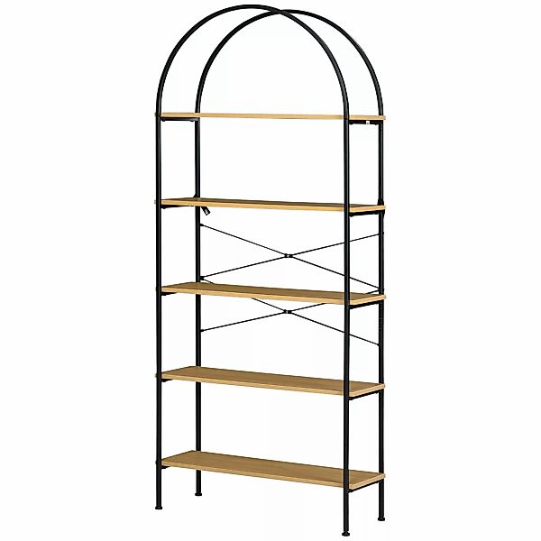 HOMCOM Bücherregal mit 5 Ebenen Lagerregal Hohes Bogenstil-Industrie-Design günstig online kaufen