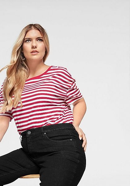 AJC T-Shirt Kurzarm, taillierter Schnitt, gestreift, Rundhalsausschnitt günstig online kaufen