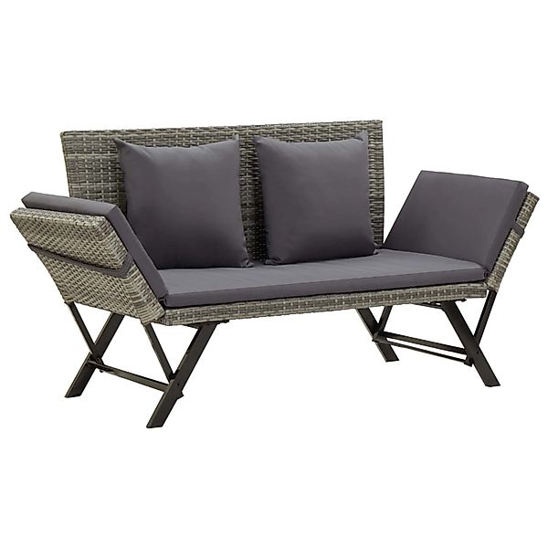 furnicato Gartenbank mit Kissen Grau 176 cm Poly Rattan günstig online kaufen