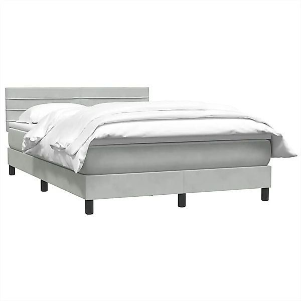 vidaXL Boxspringbett mit Matratze Hellgrau 140x210 cm Samt 3316305 günstig online kaufen