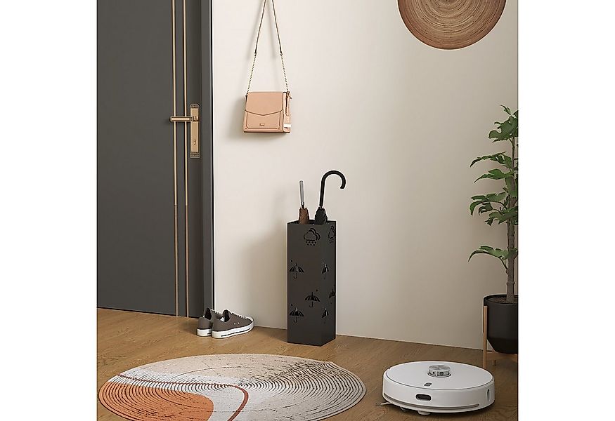 HOMCOM Schirmständer Regenschirmhalter mit 4 Haken, abnehmbare Wasserauffan günstig online kaufen