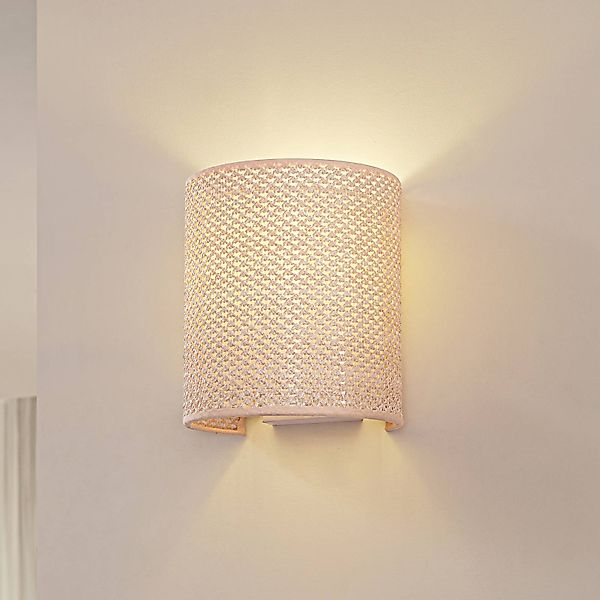 Lindby Wandleuchte Soula, 20 cm, beige, Kunststoff, E27 günstig online kaufen
