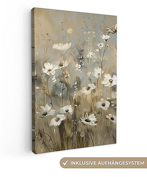 OneMillionCanvasses® Leinwandbild Blumen - Weiß - Natur - Grau - Modern, Fo günstig online kaufen