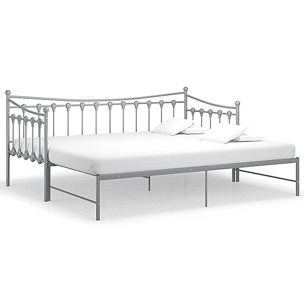 vidaXL Gästebett Ausziehsofa Bettgestell Grau Metall 90x200 cm Einzelbett B günstig online kaufen