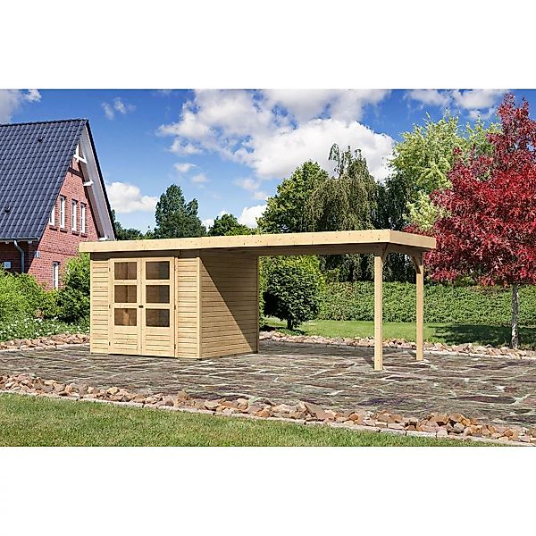 Karibu Holz-Gartenhaus Boras Natur Unbehandelt 238 cm x 213 cm günstig online kaufen