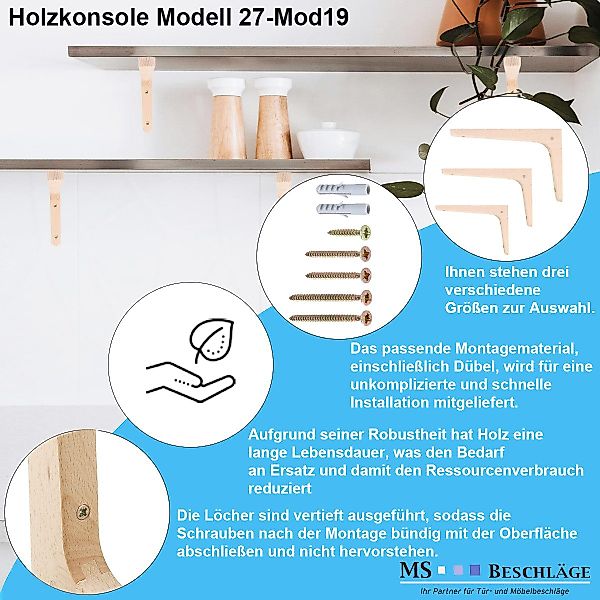 MS Beschläge Wandregalhalter Holzkonsole Buche Regalhalter günstig online kaufen