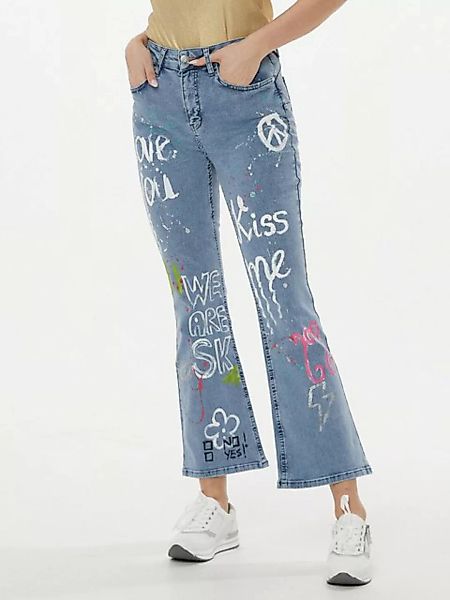 Sarah Kern Bootcut-Jeans Schlaghose figurbetont mit Paintingeffekten günstig online kaufen