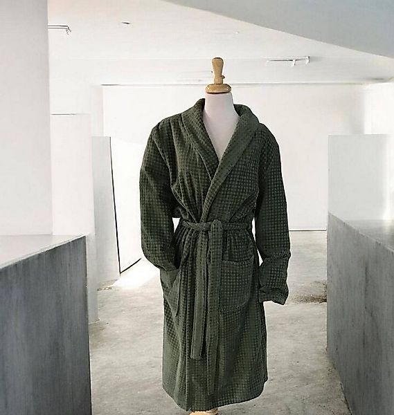 Cawö Home Bademantel Herren 6508 in Farbe Grün, Baumwolle, mit Bindegürtel günstig online kaufen
