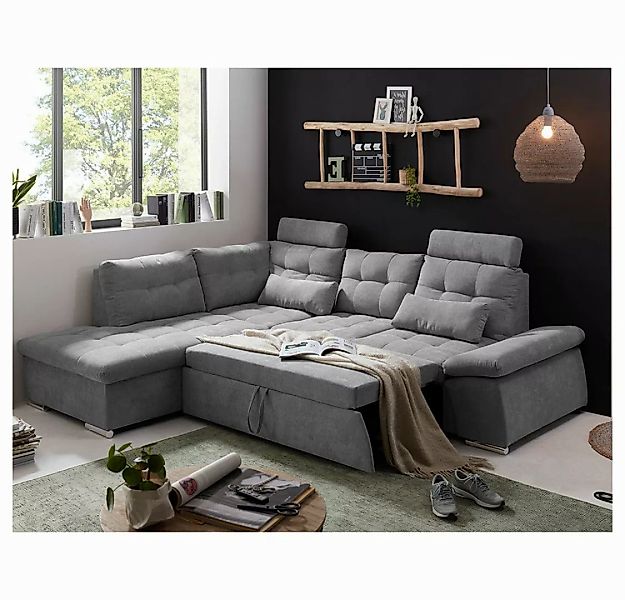 Lomadox Ecksofa NOTTINGHAM-09, dunkelgrau 260x103x219 cm günstig online kaufen