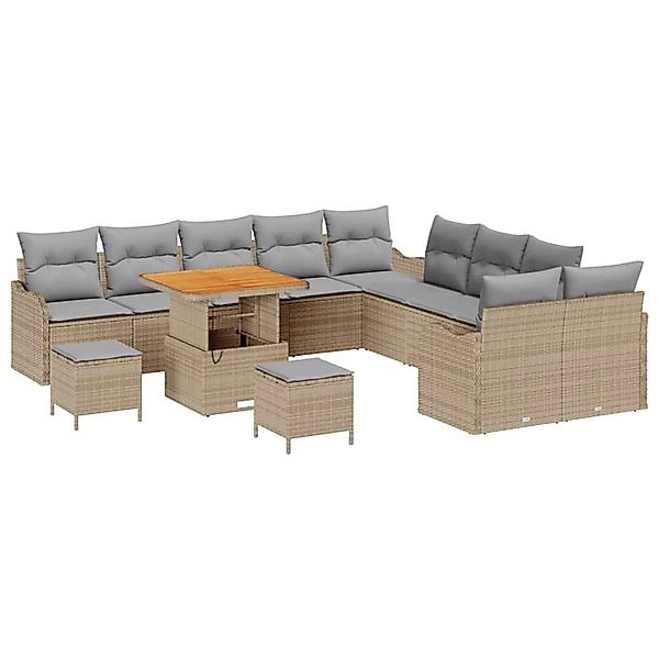 vidaXL Garten-Sofa-Set 13-Tlg Beige Poly Rattan 3362322 günstig online kaufen