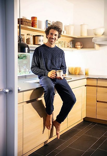 Hajo Schlafanzug Herren Schlafanzug mit Bündchen Frottee günstig online kaufen