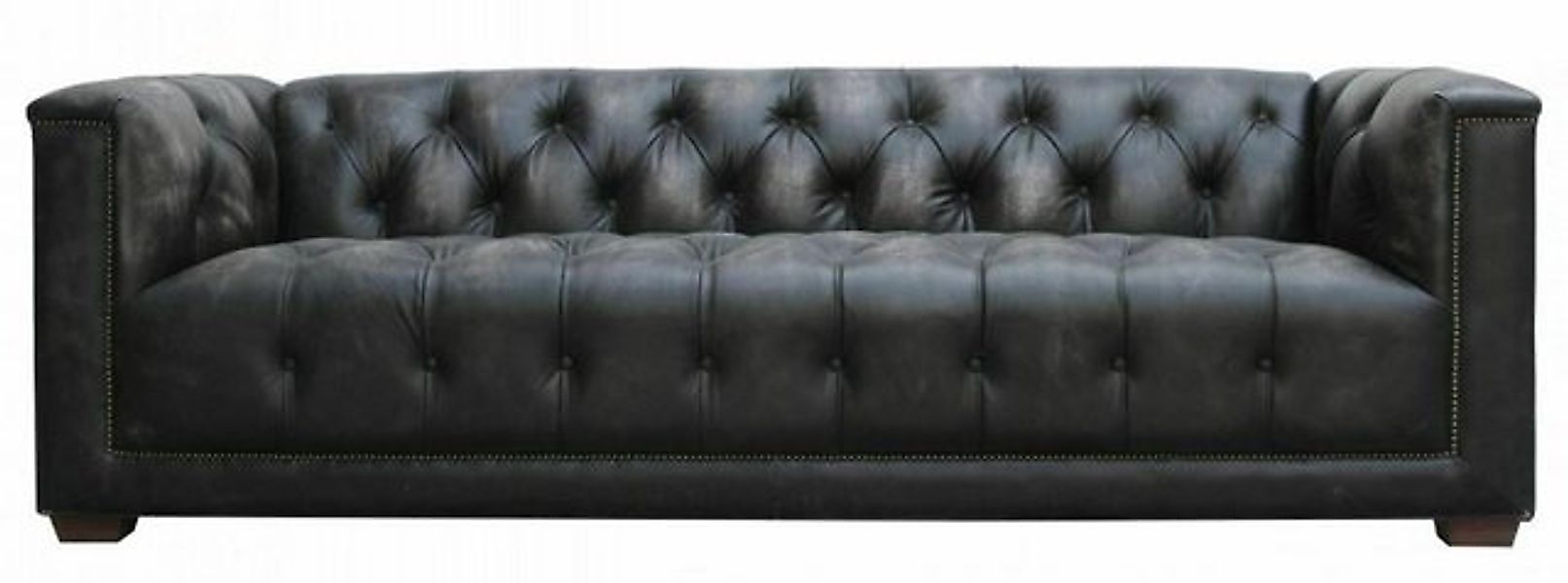 JVmoebel Chesterfield-Sofa Vintage Schwarz Shabby Leder Ledersofa Couchen S günstig online kaufen