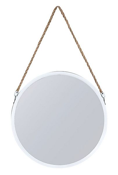 Levandeo® Wandspiegel, Spiegel 40cm Rund Weiß Metall Jute Wandspiegel Flurs günstig online kaufen