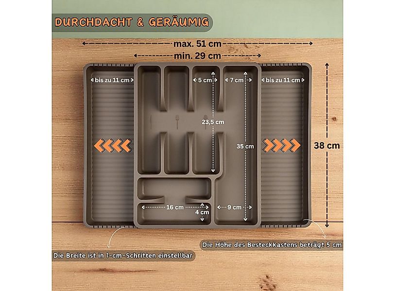 Engelland Besteckkasten Ausziehbarer Besteckeinsatz für Schubladen 30-50 cm günstig online kaufen