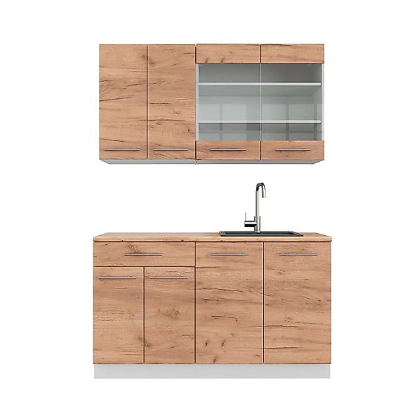 Vicco Fame-Line Singleküche Goldkraft Eiche/Weiß 140 cm AP Eiche günstig online kaufen