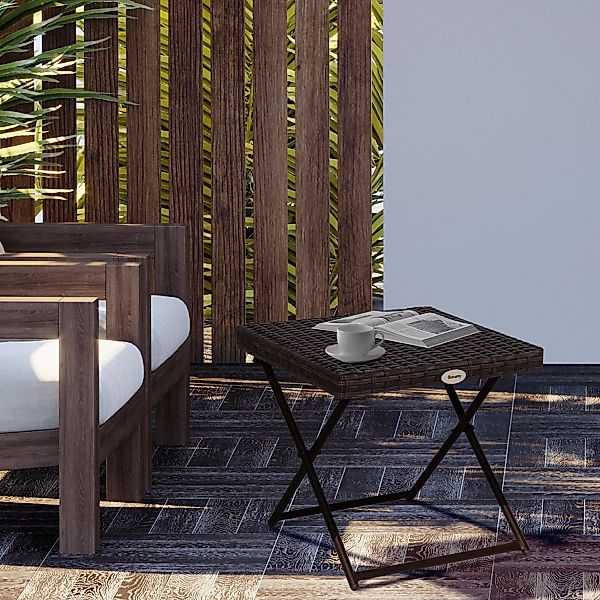 Outsunny Gartentisch klappbar, Polyrattan, Gartenmöbel (Couchtisch, günstig online kaufen