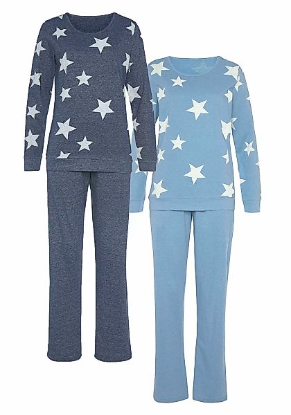 Vivance Dreams Pyjama, (4 tlg., 2 Stück), in melierter Optik mit Sternen günstig online kaufen