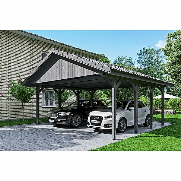 Satteldach-Carport Wallgau Schiefergrau 620 x 600 cm Dachlattung günstig online kaufen