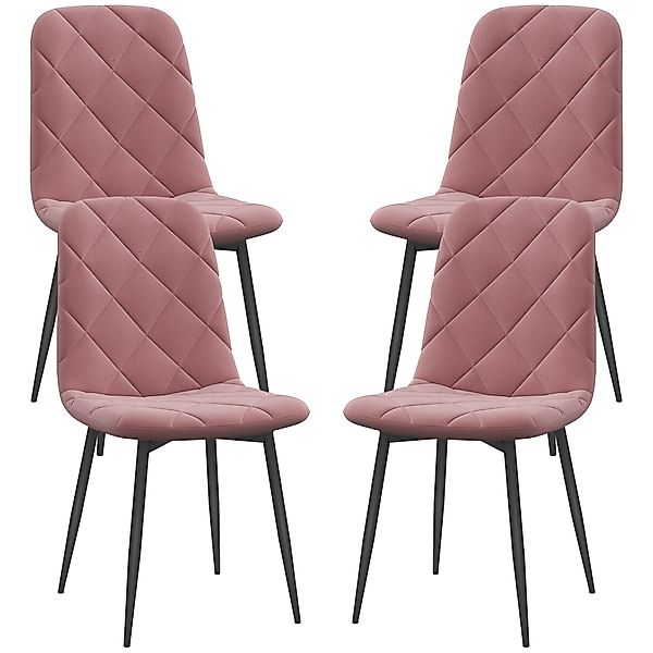 HOMCOM Esszimmerstühle 4er Set Küchenstuhl mit Rückenlehne, Samtoptik, Sess günstig online kaufen